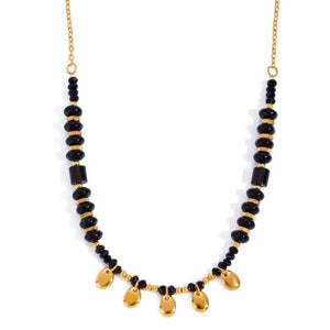 Black Crystal Hollow Beads Necklace