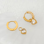 Diatoms Luxe Heart Charm Hoop Earrings