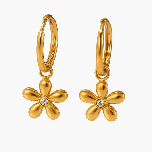Artistic Flower Hoop Earrings - Diatoms