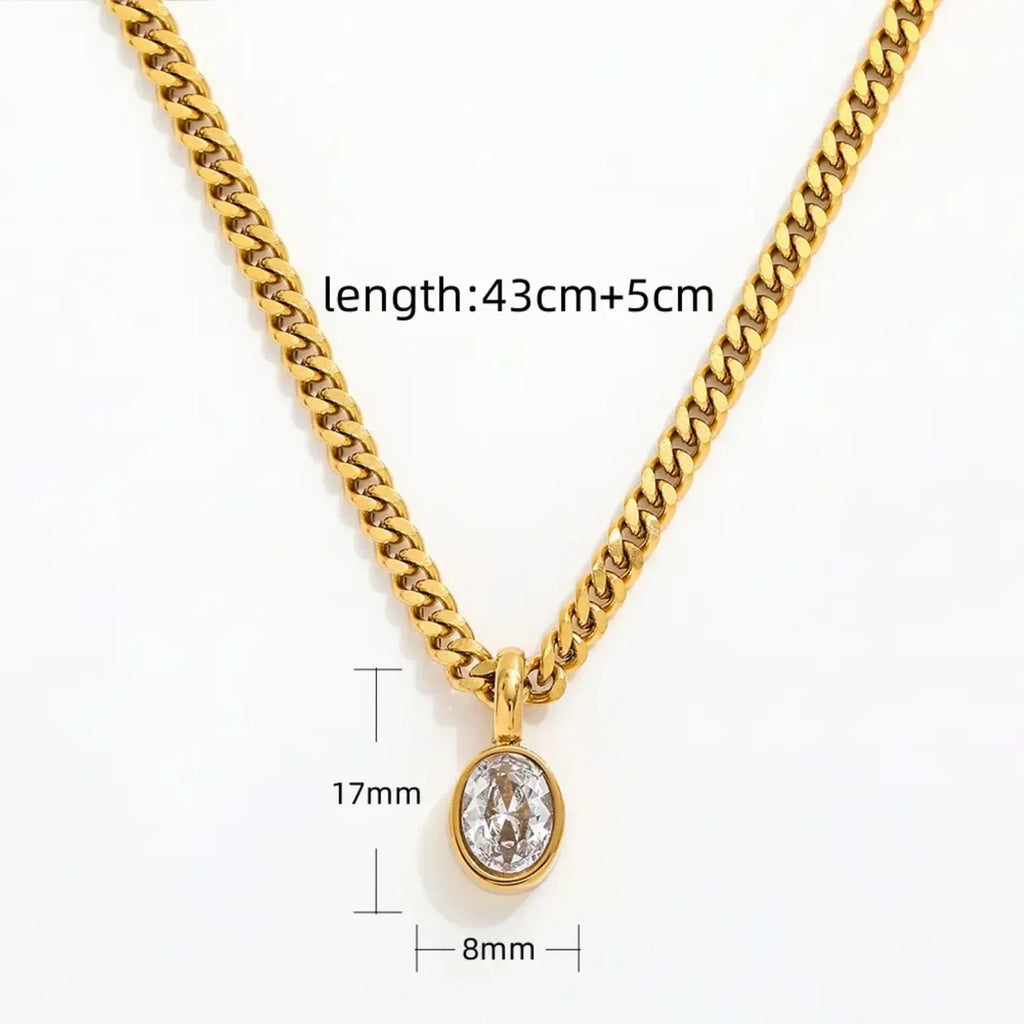 Modern Oval Chain Necklace - Diatoms