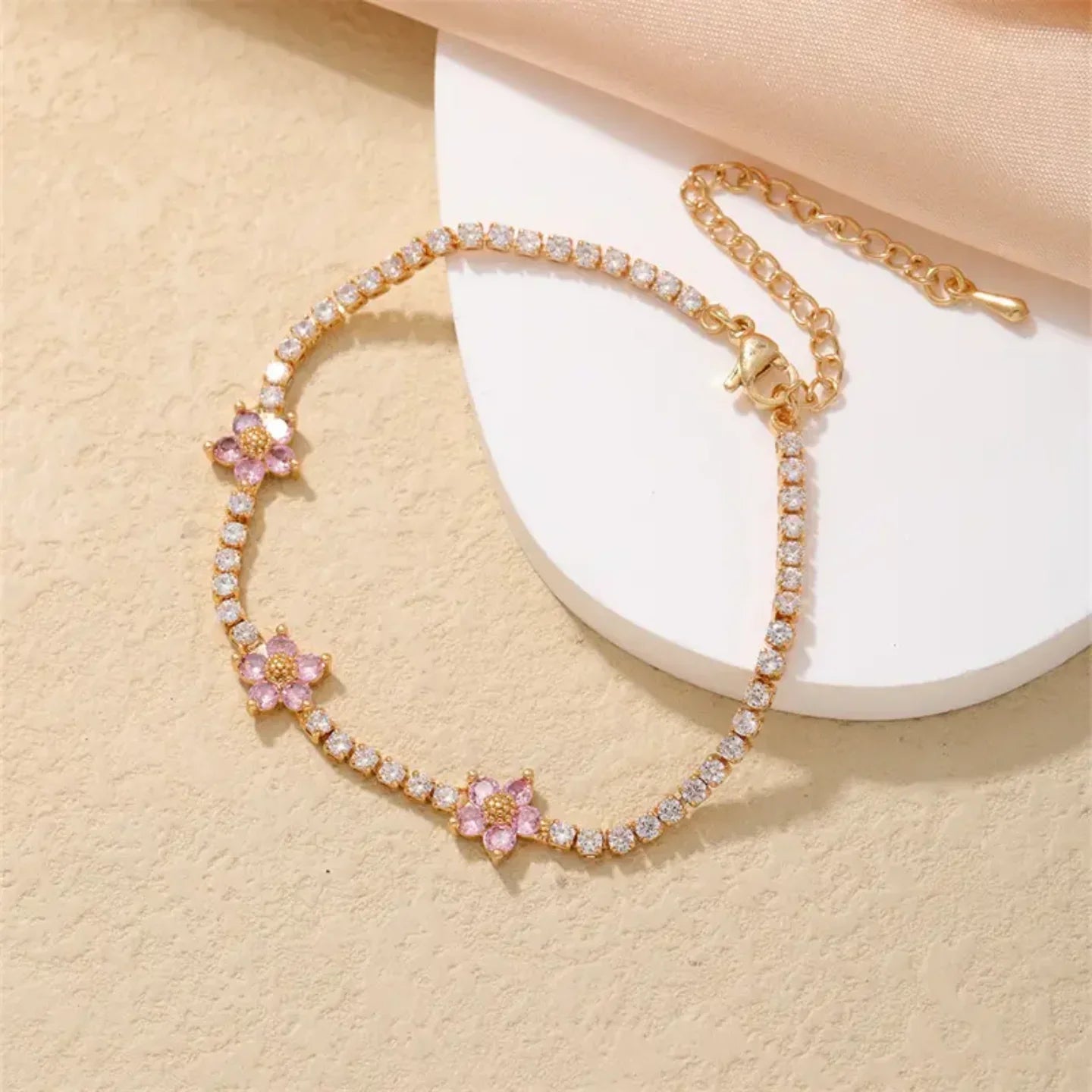 Flower Inlay Zircon Bracelets