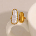 Elegant French Style Pearl Open Rings - Diatoms