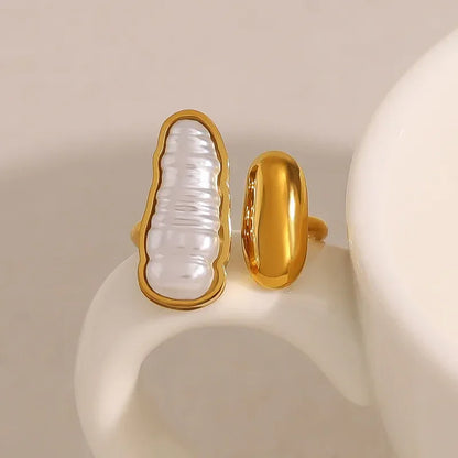 Elegant French Style Pearl Open Rings - Diatoms