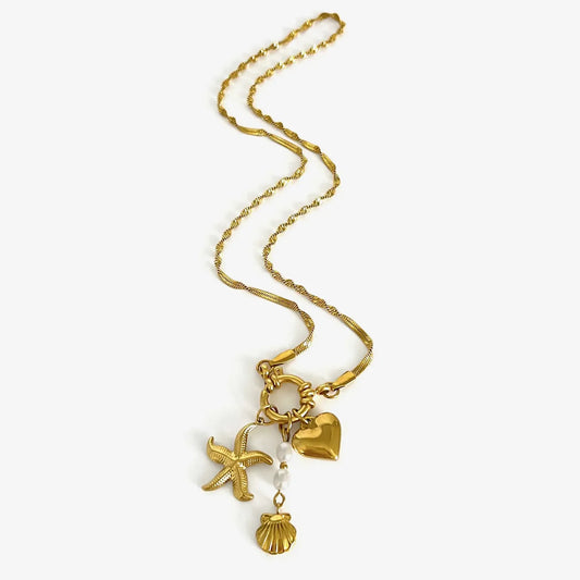 Blossom Starfish Heart Shape Necklace - Diatoms