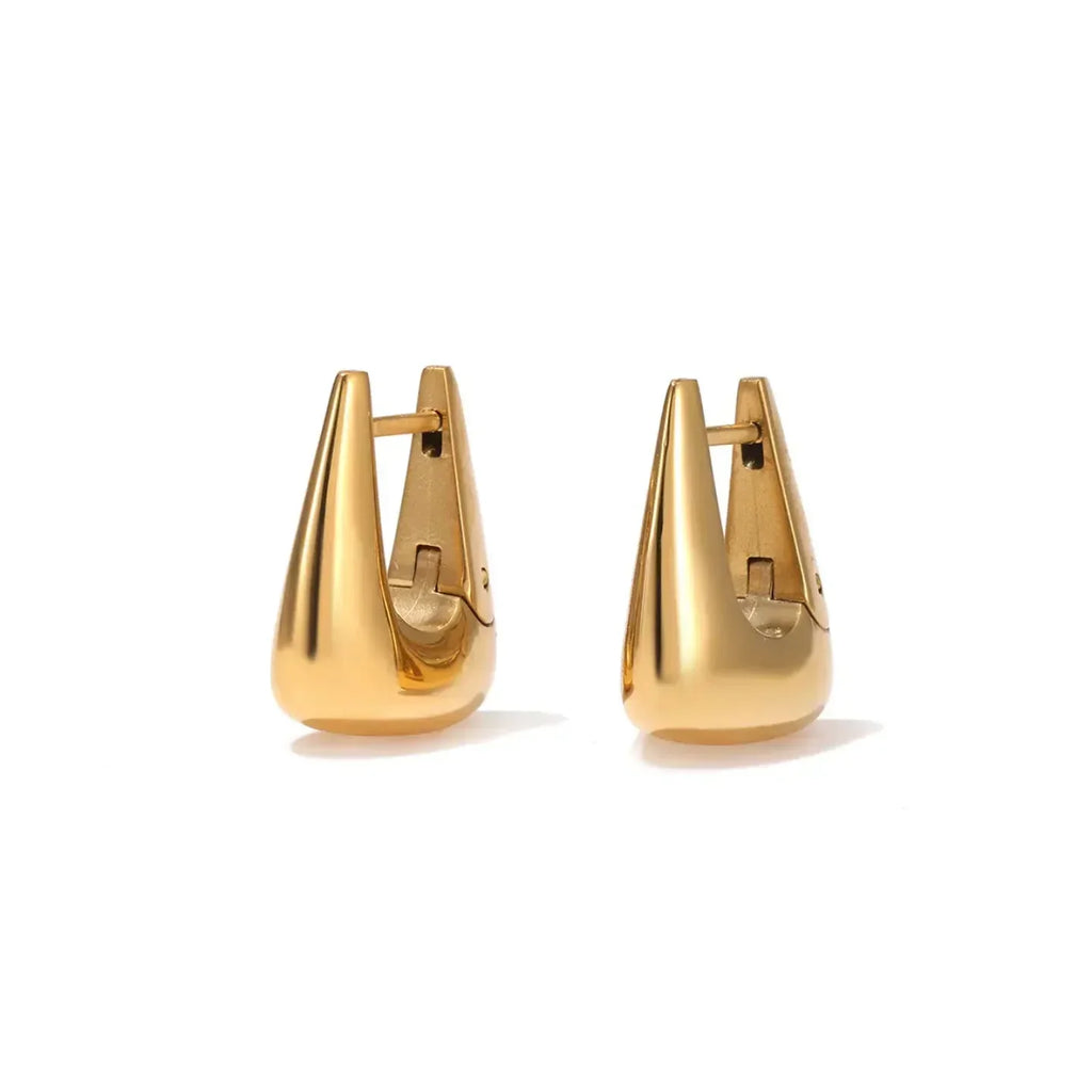 Pair of gold earrings on a white background
