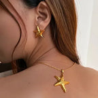 Retro Starfish Necklace & Earrings - Diatoms