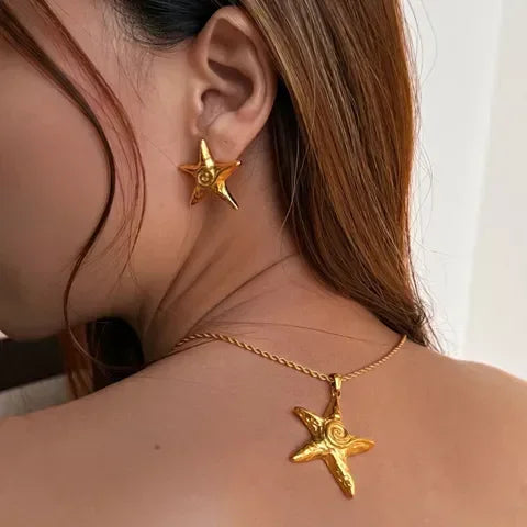Retro Starfish Necklace & Earrings - Diatoms