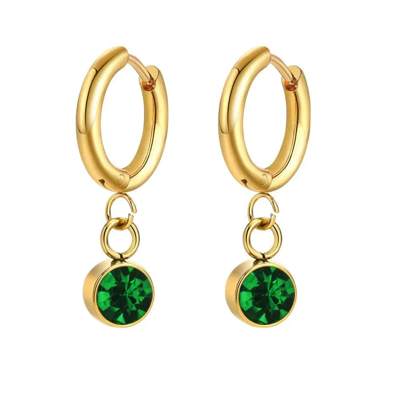 Green Zircon Drop Earrings