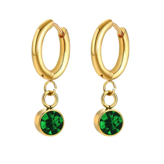 Green Zircon Drop Earrings