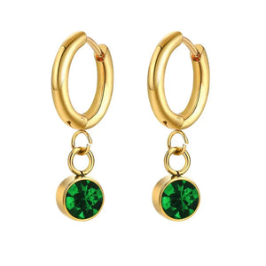Green Zircon Drop Earrings