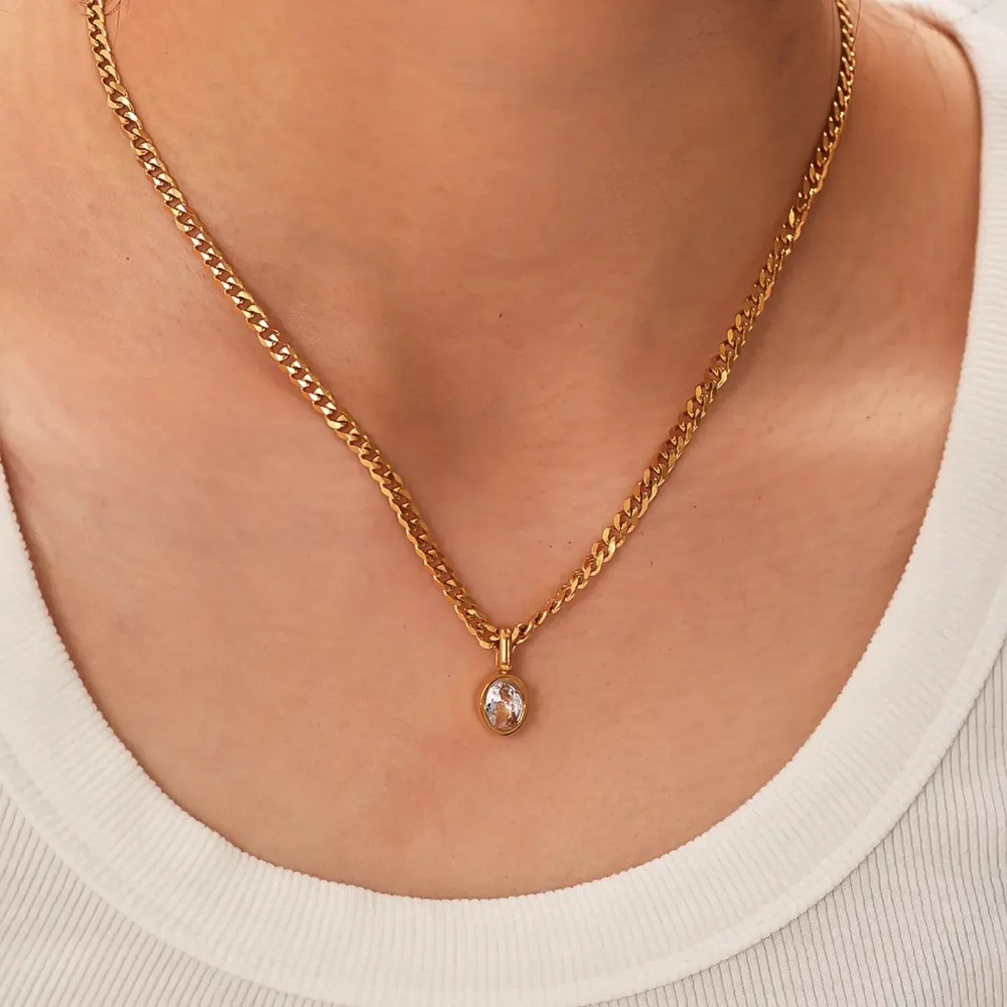 Modern Oval Chain Necklace - Diatoms