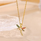 Diatoms Dragonfly Inlay Zircon Necklace - Diatoms