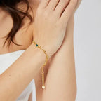 Golden Green Stone Elegance Bracelet - Diatoms