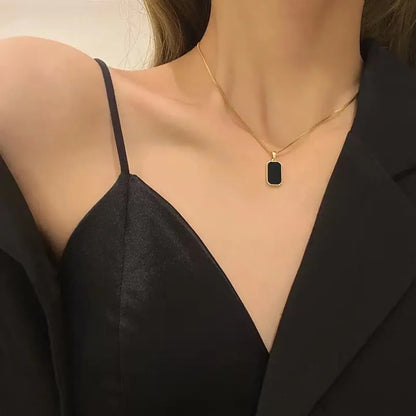 Black Enamel Gold Plated Necklace - Diatoms