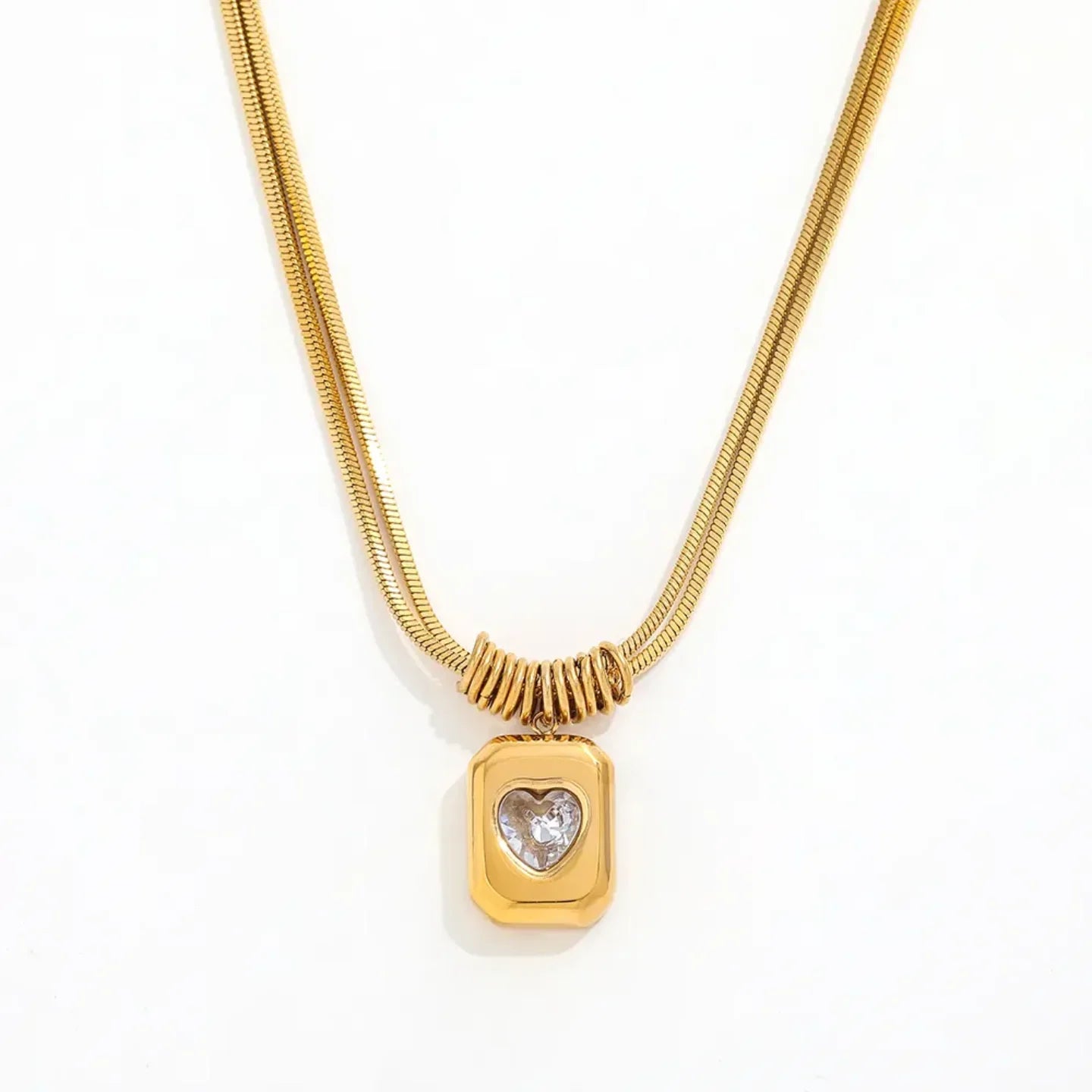 Trendy Crystal Geometric Peach Heart Love Pendant - Diatoms