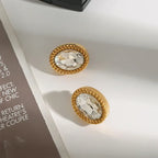 Geometric Glass Stone Ear Studs - Diatoms