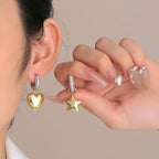Commute Star Heart Shape Drop Earrings - Diatoms