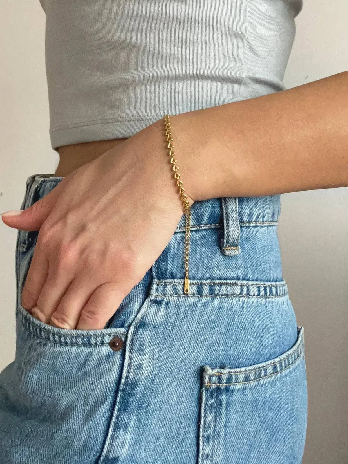 Golden Heart Link Bracelet - Diatoms
