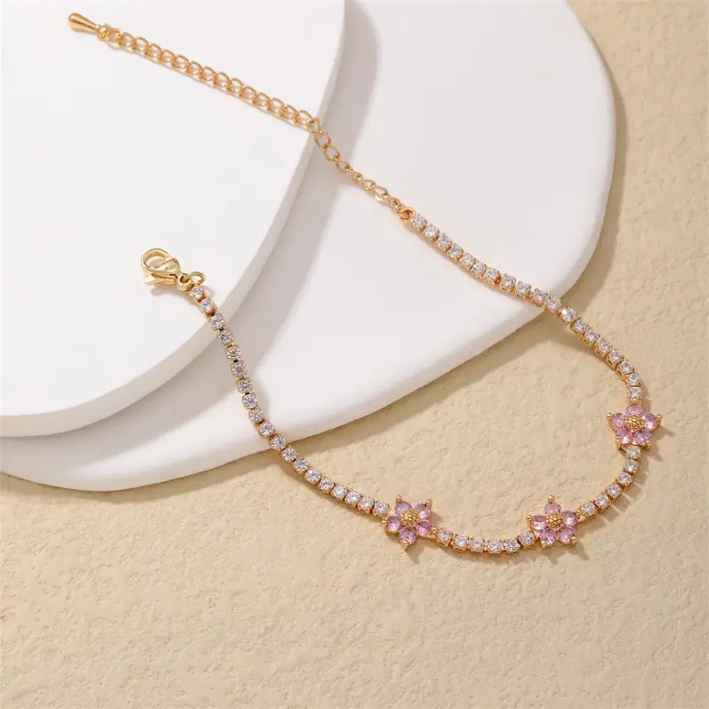 Flower Inlay Zircon Bracelets