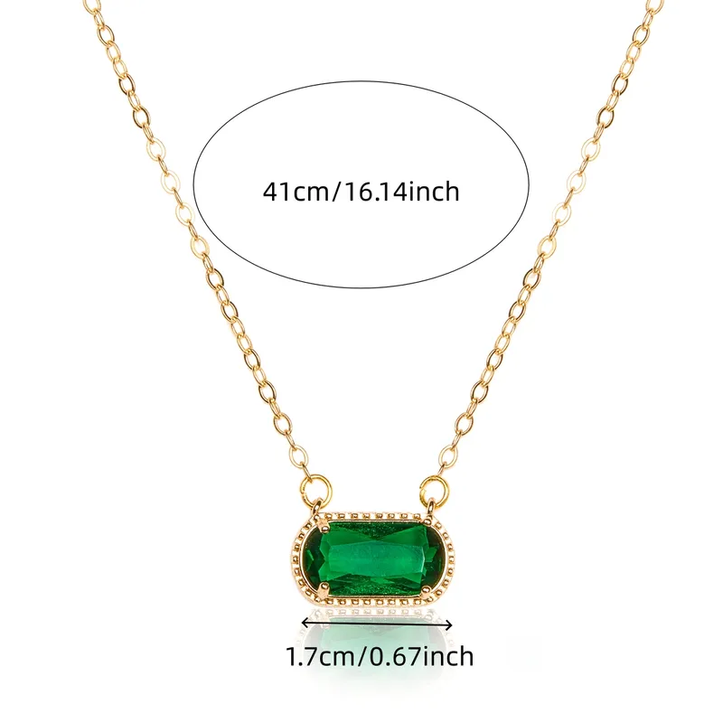 Green Oval Chain Necklace