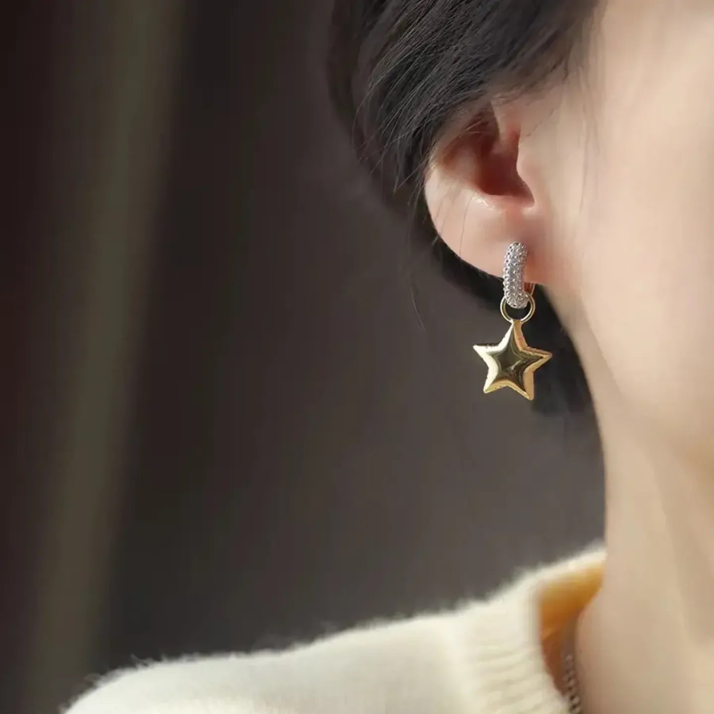 Commute Star Heart Shape Drop Earrings - Diatoms