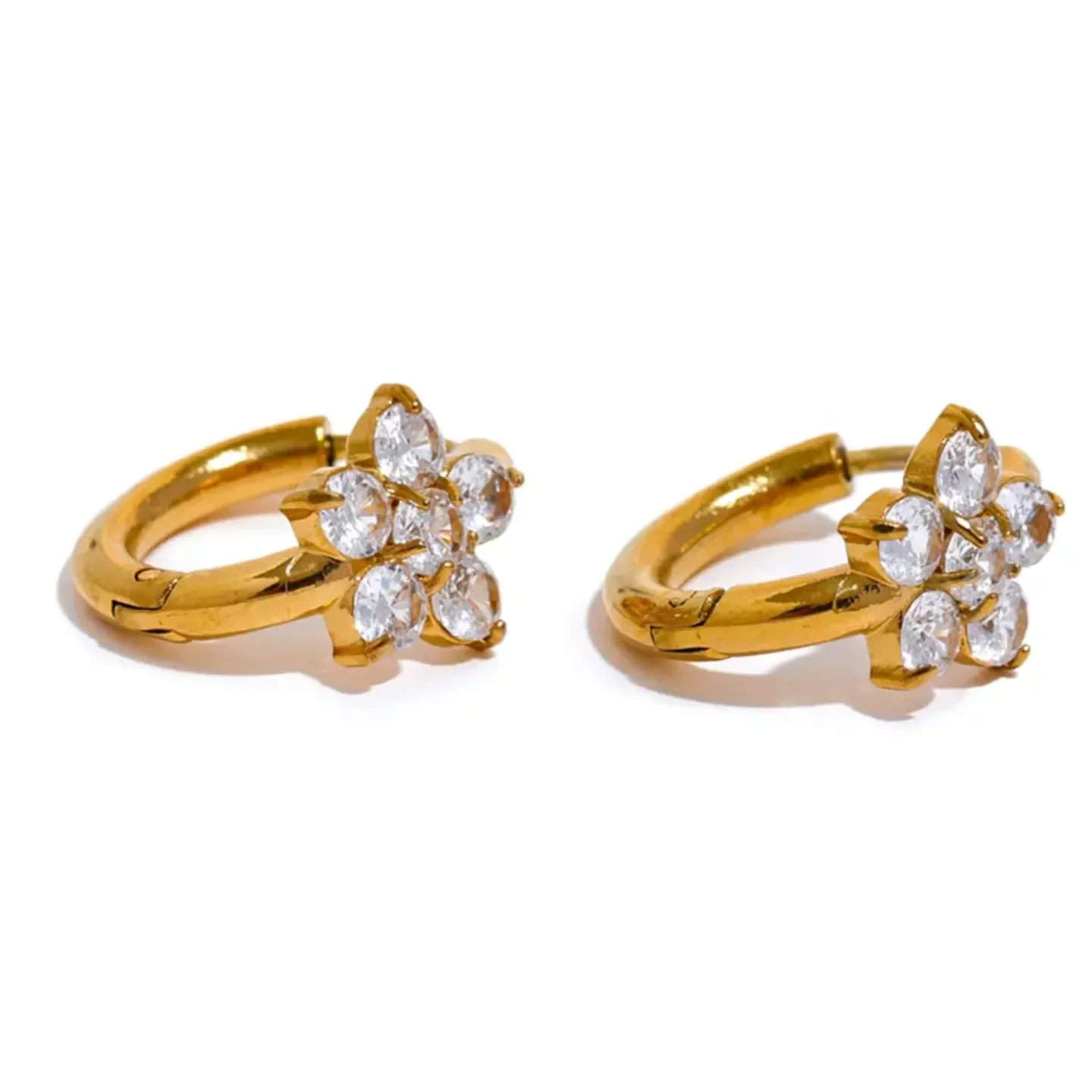Flower Zircon Drop Earrings - Diatoms