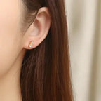 Round Gourd Rhinestones Ear Studs