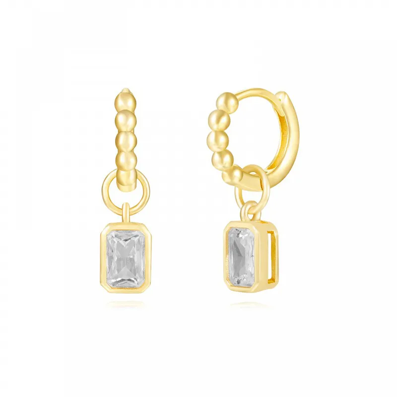 Pink Squared Shaped Diamond Earrings