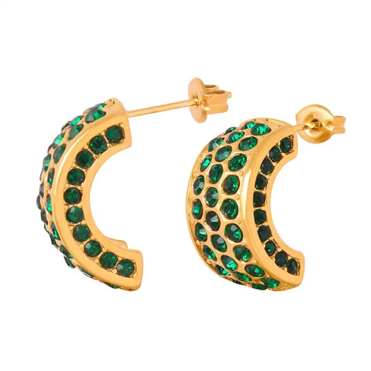 American Greenstone Studs Earrings - Diatoms