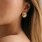 Geometric Glass Stone Ear Studs - Diatoms