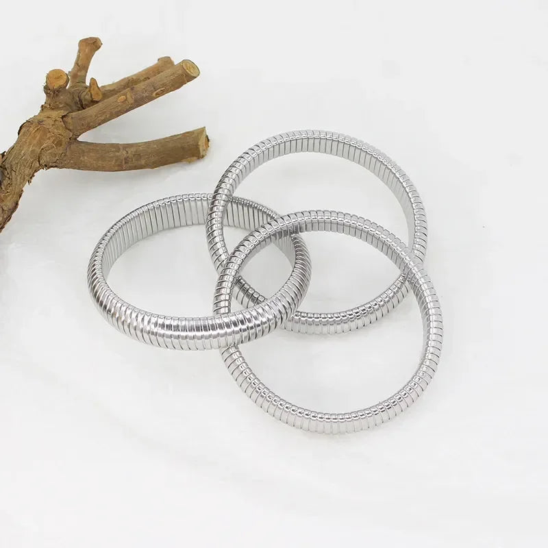 Elegant Silver Band Set Bracelet - Diatoms
