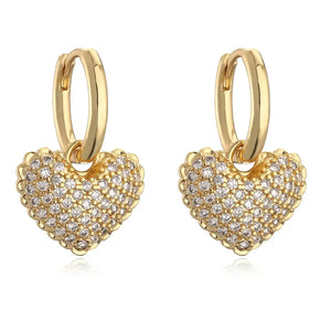 Commute Heart Shape Inlay Diamond Drop Earrings