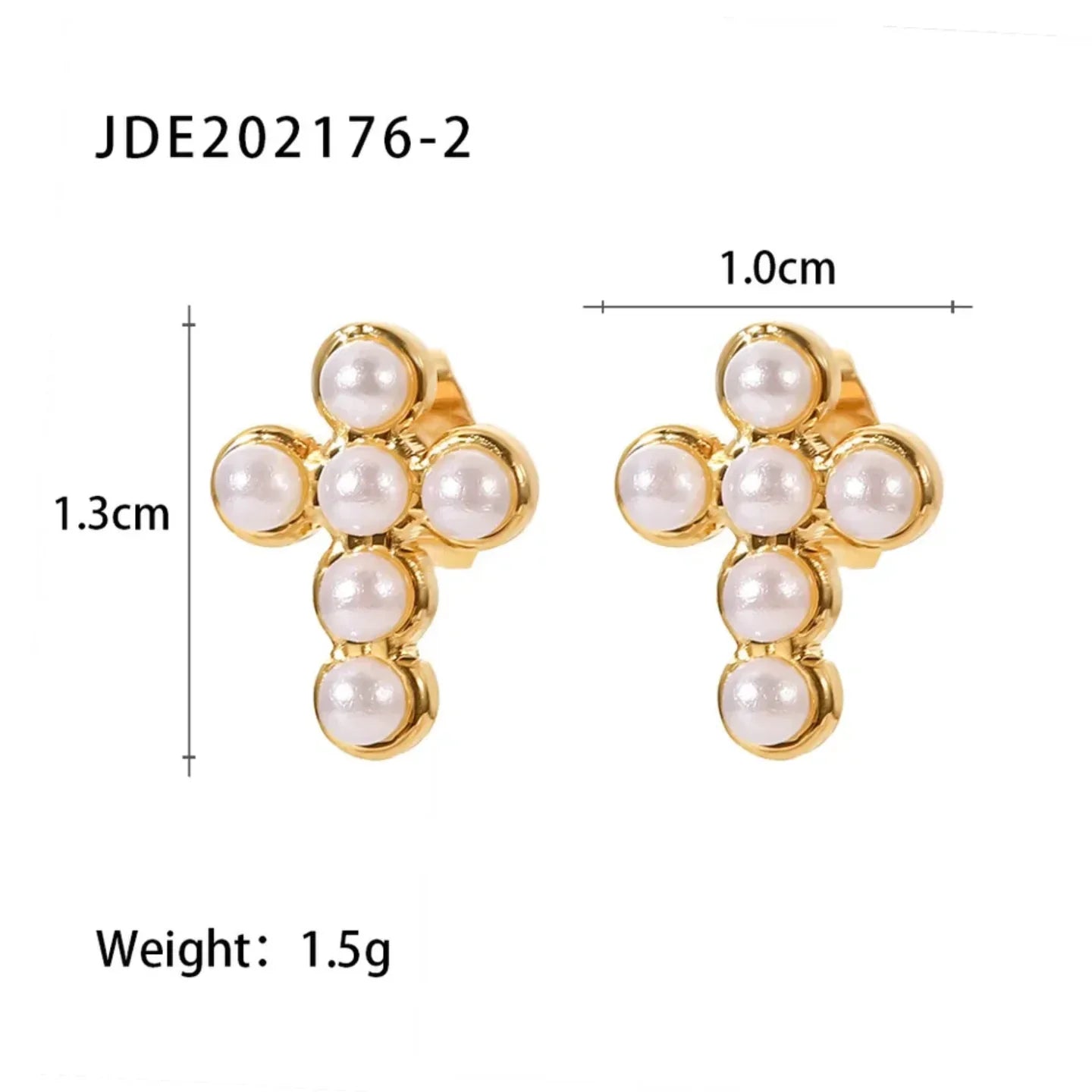 Pearl Cross Earrings - Diatoms