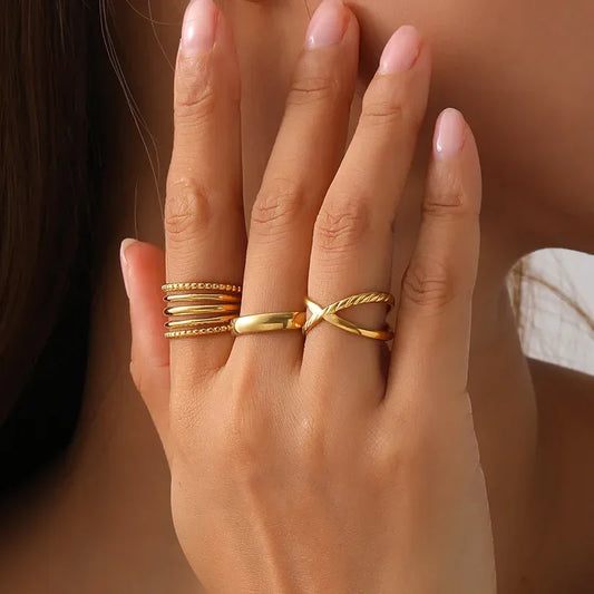 Threefold Grace Rings Set - Diatoms
