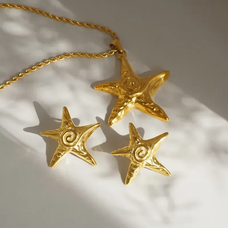 Retro Starfish Necklace & Earrings - Diatoms