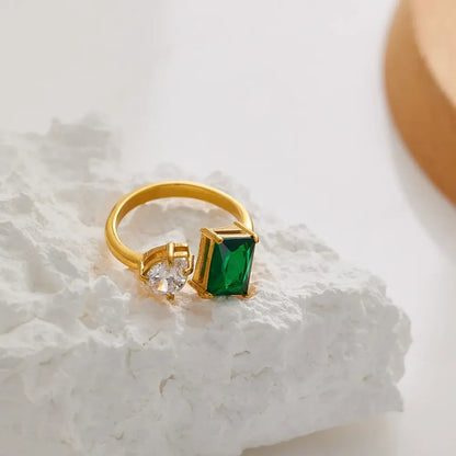 Emerald Elegance Duo Ring - Diatoms