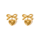 Heart Shape Bow Knot Drop Earrings - Diatoms