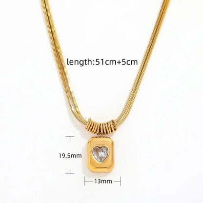 Trendy Crystal Geometric Peach Heart Love Pendant - Diatoms