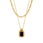 Black Meridian Double Layered Necklace - Diatoms