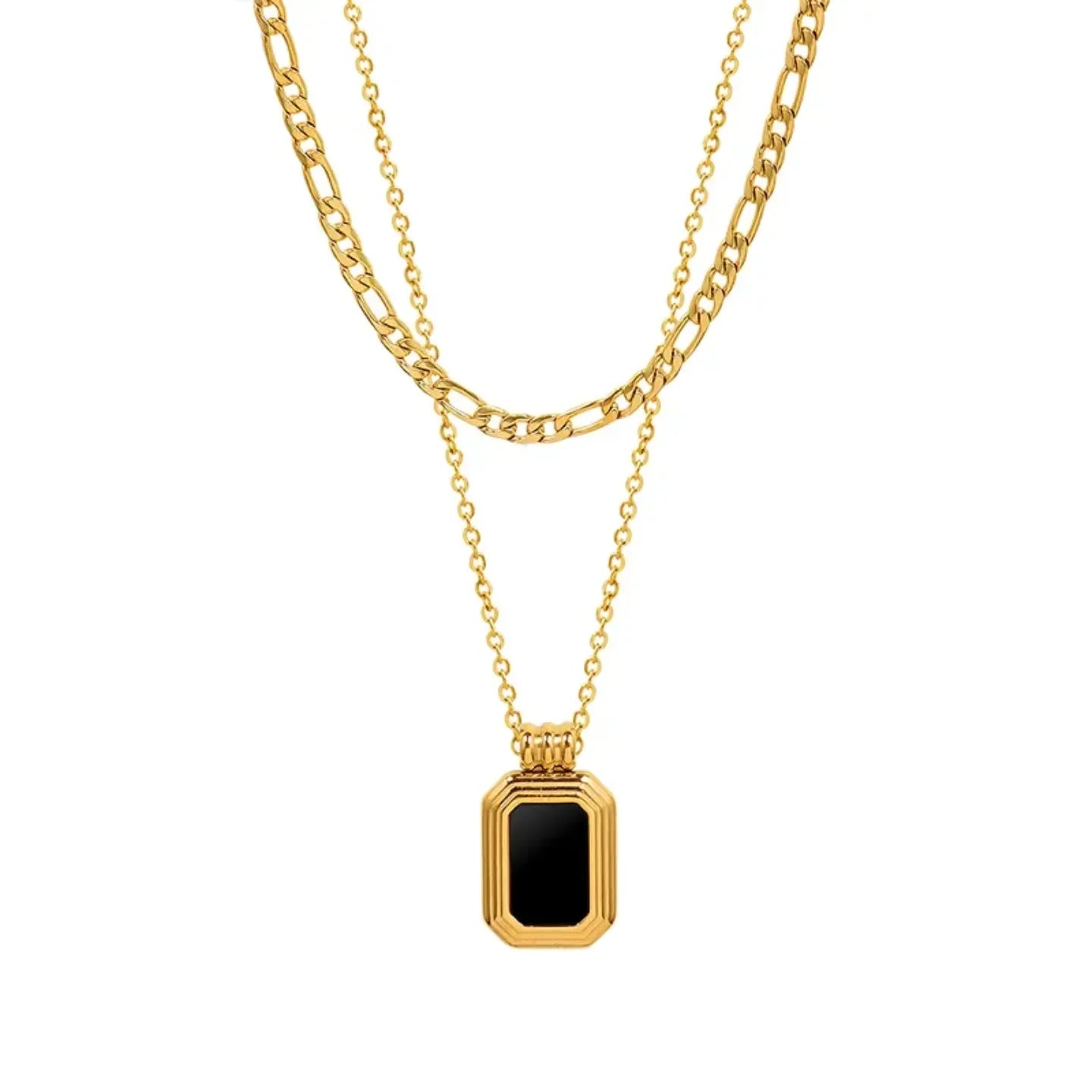 Black Meridian Double Layered Necklace - Diatoms
