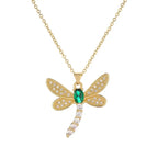 Diatoms Dragonfly Inlay Green Zircon Necklace - Diatoms