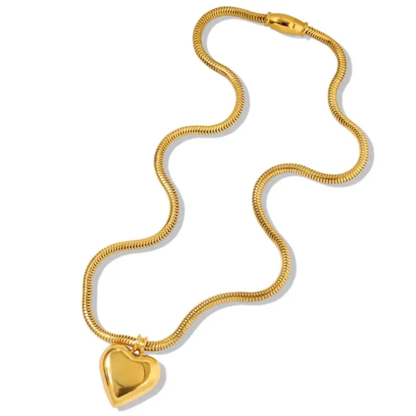 Golden Heart Magnetized Chain Necklace - Diatoms