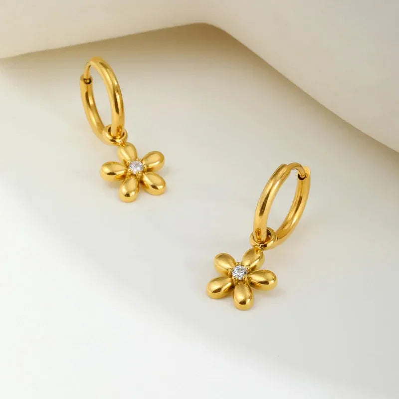 Artistic Flower Hoop Earrings - Diatoms