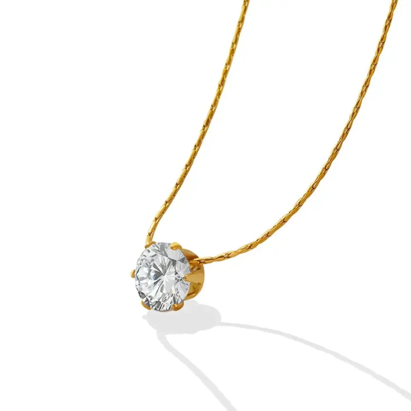 Simple Round Zircon Necklace - Diatoms