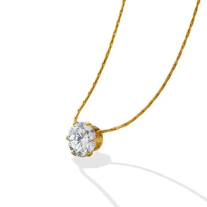 Simple Round Zircon Necklace - Diatoms
