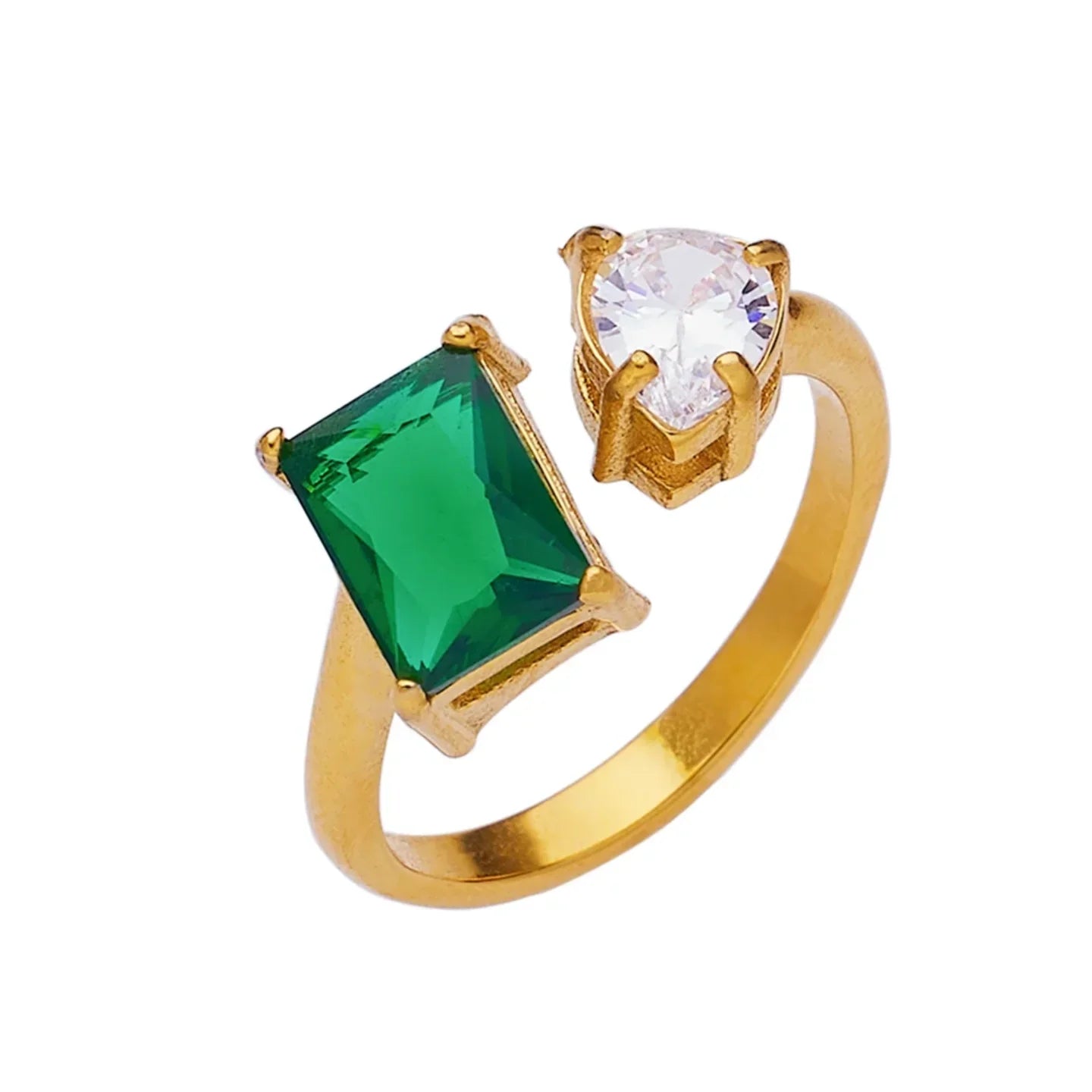 Emerald Elegance Duo Ring - Diatoms
