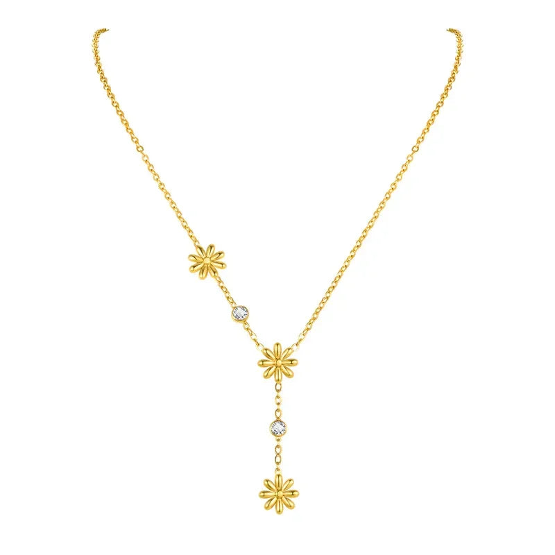 Sweet Flower Dainty Zircon Necklace - Diatoms