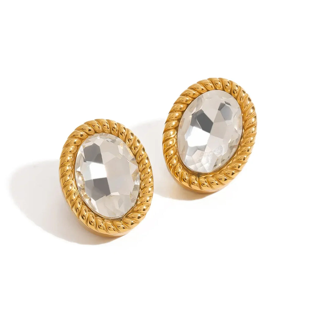 Geometric Glass Stone Ear Studs - Diatoms