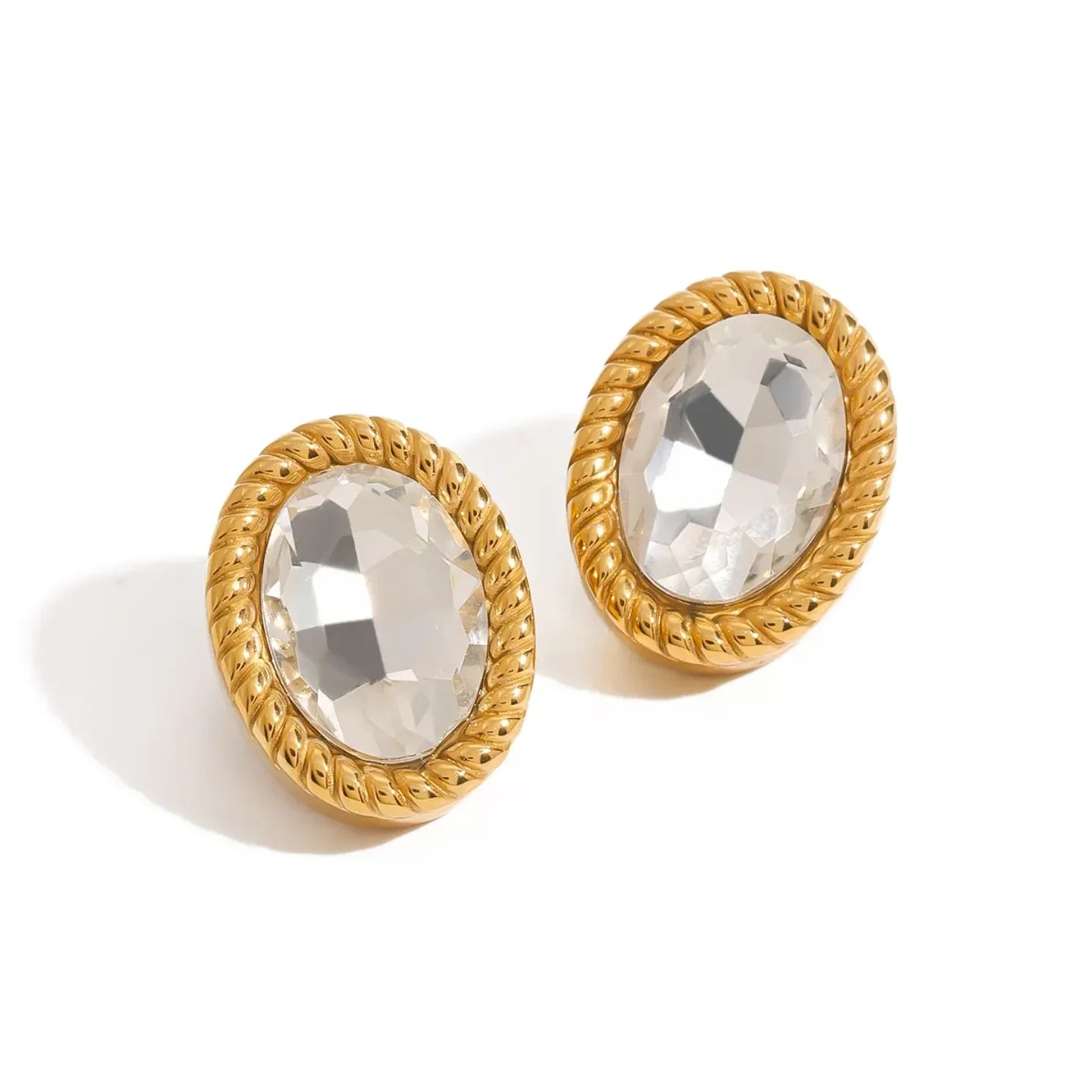 Geometric Glass Stone Ear Studs - Diatoms