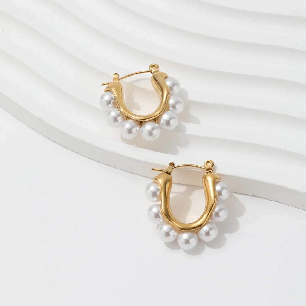 U Shape Pearls Earrings - Diatoms